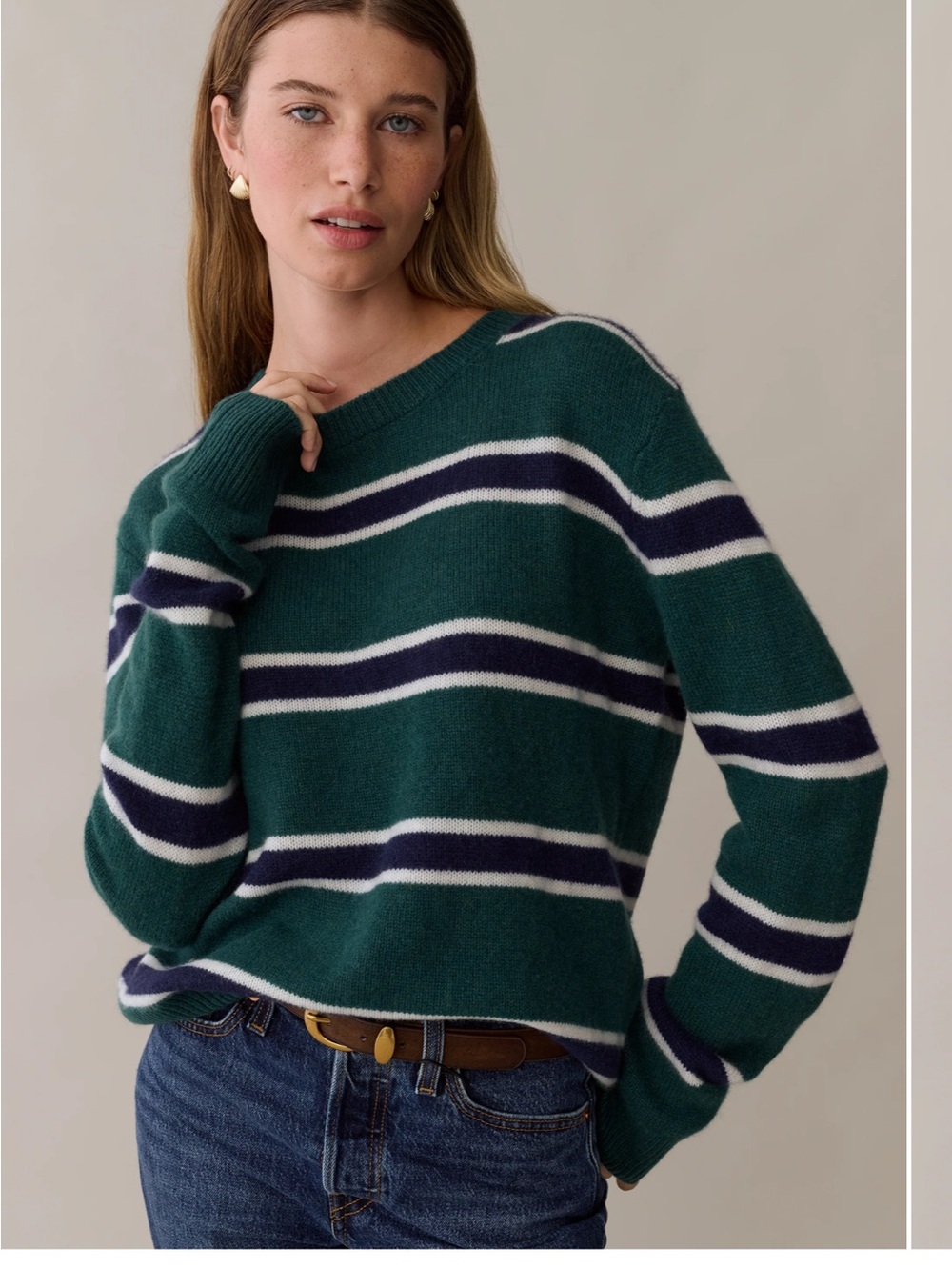 NWT CAARA Cashmere Sofia Crewneck Teal Coast Few Moda Sweater M